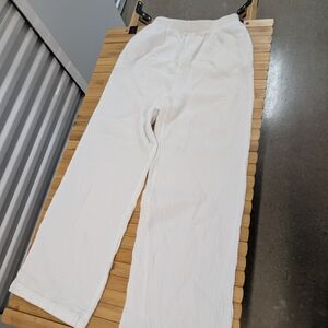 White Textured Pants